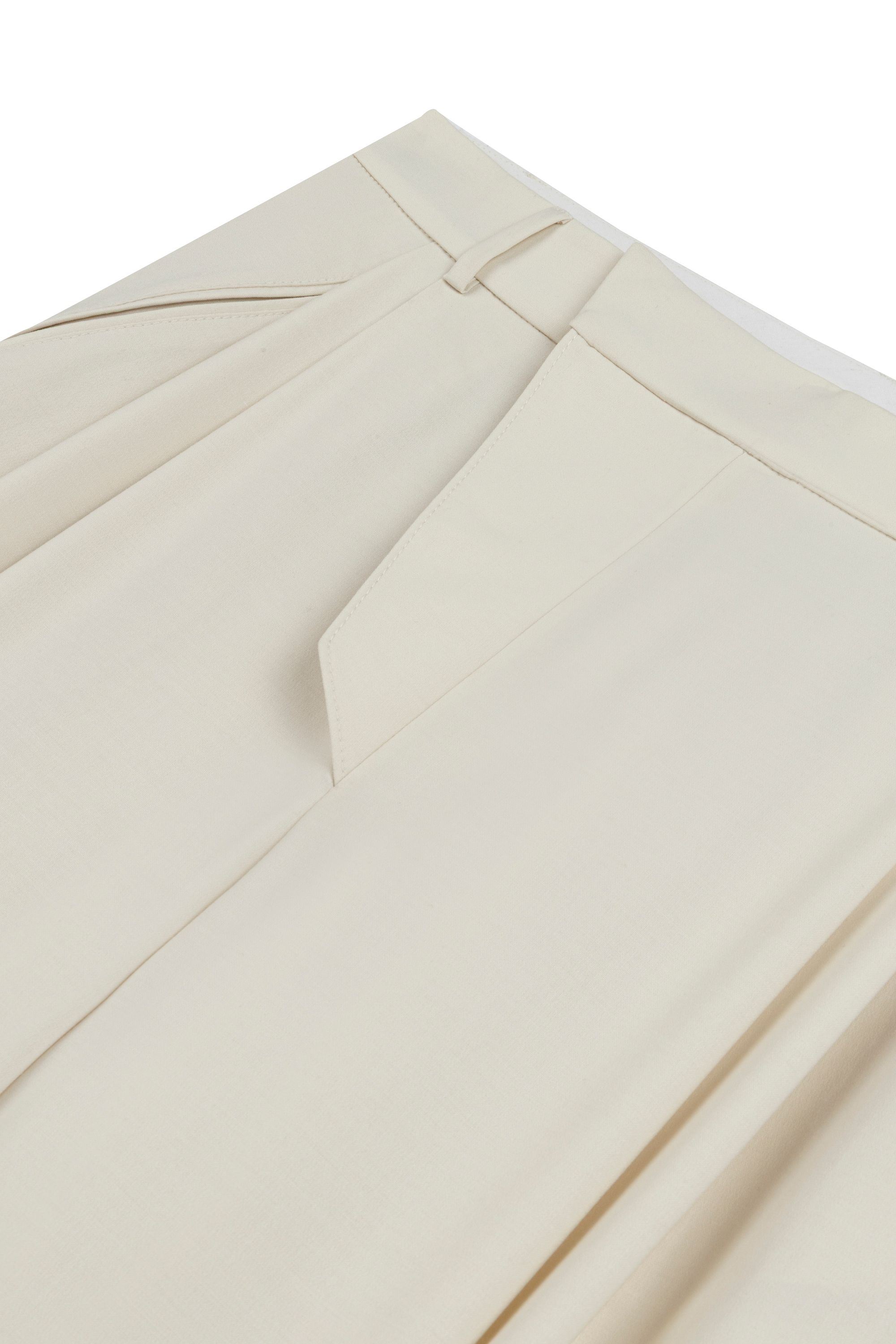 Ecru Asymmetric Placket Detail Pants
