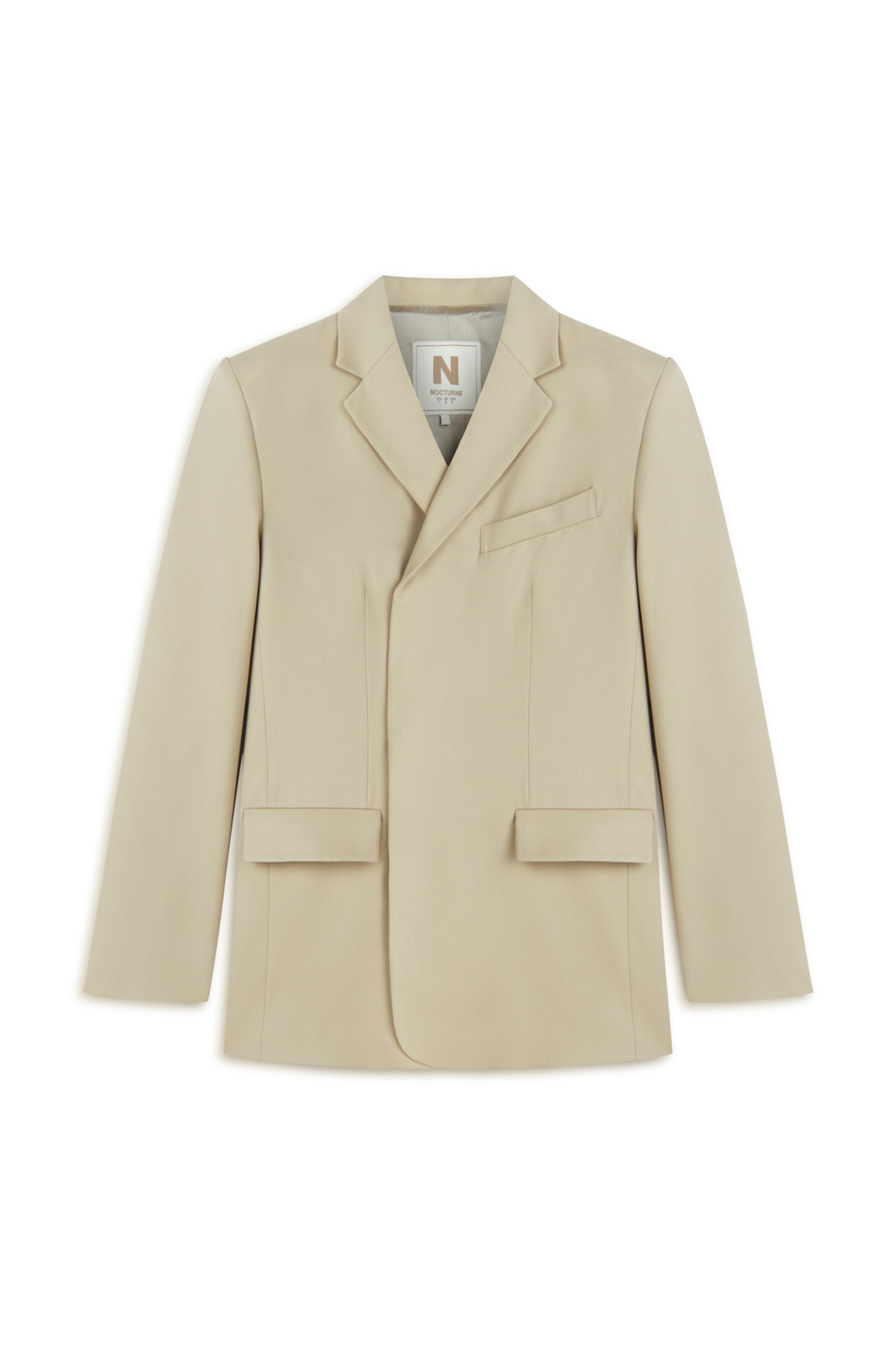 Beige Oversized Padded Blazer Jacket