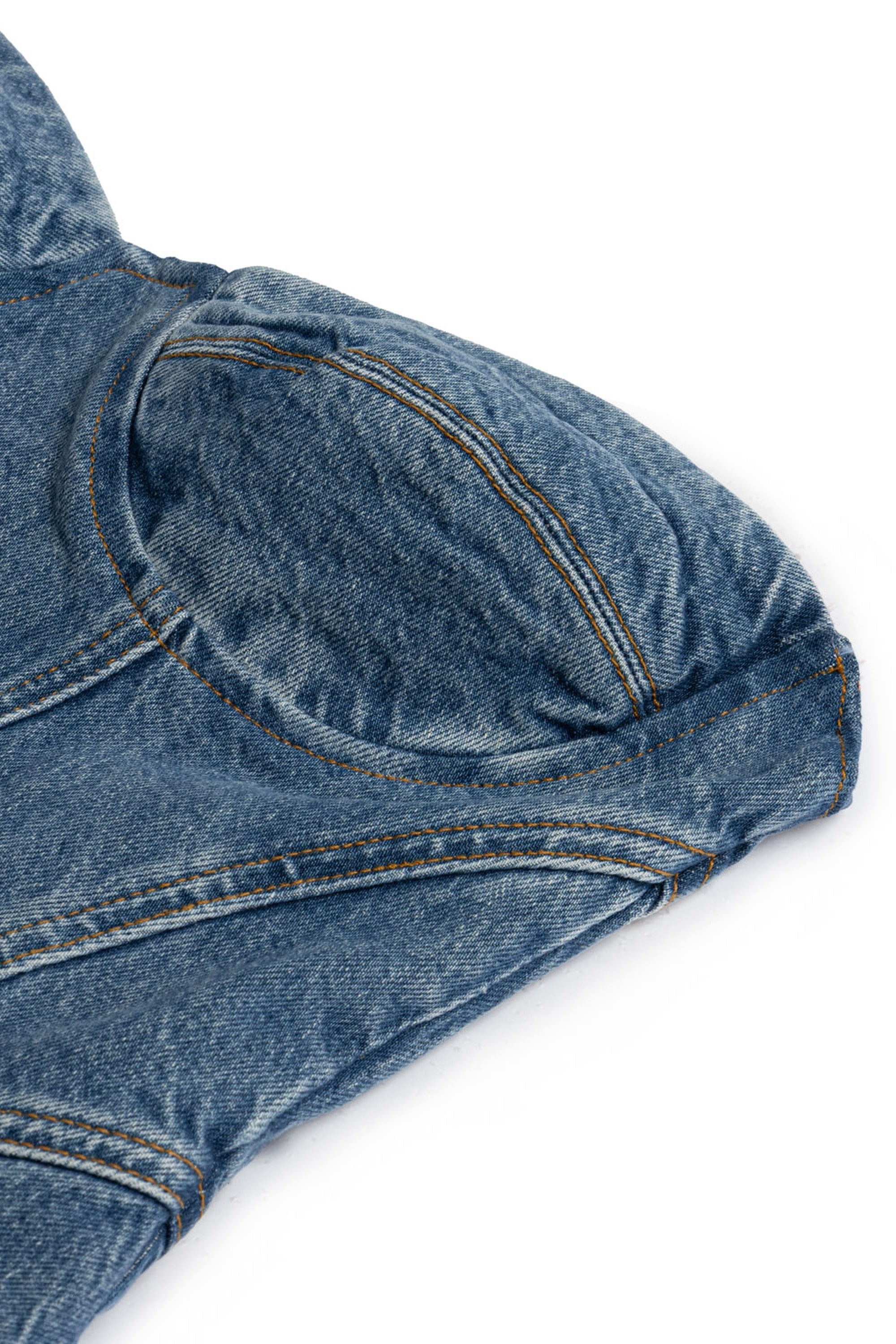 Indigo Sweetheart Neckline Denim Blouse