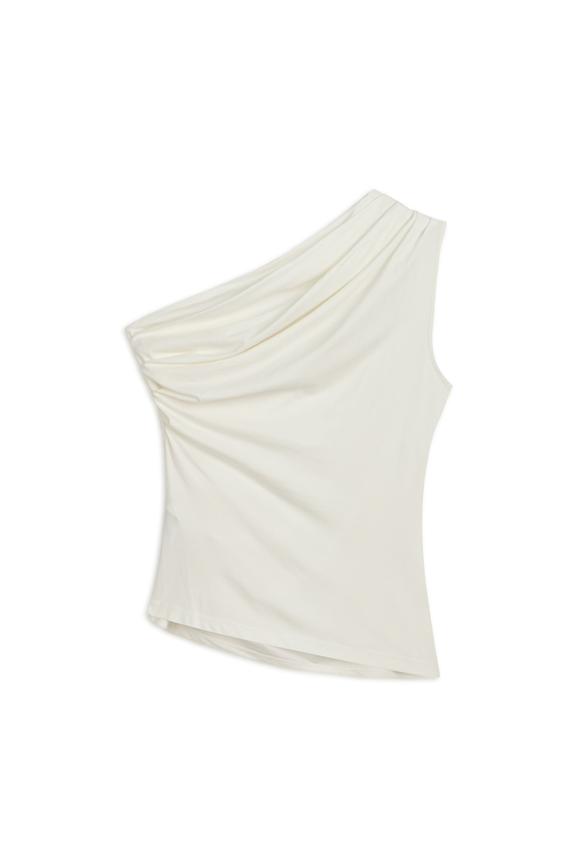 Ecru One Shoulder Shirred Detailed Blouse