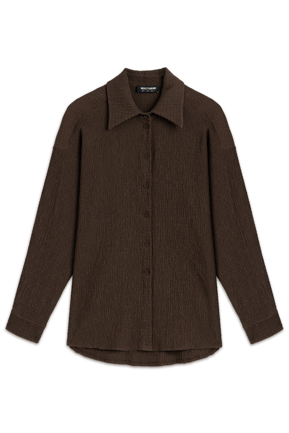 Coffe Crumpled Fabric Draped Shirt