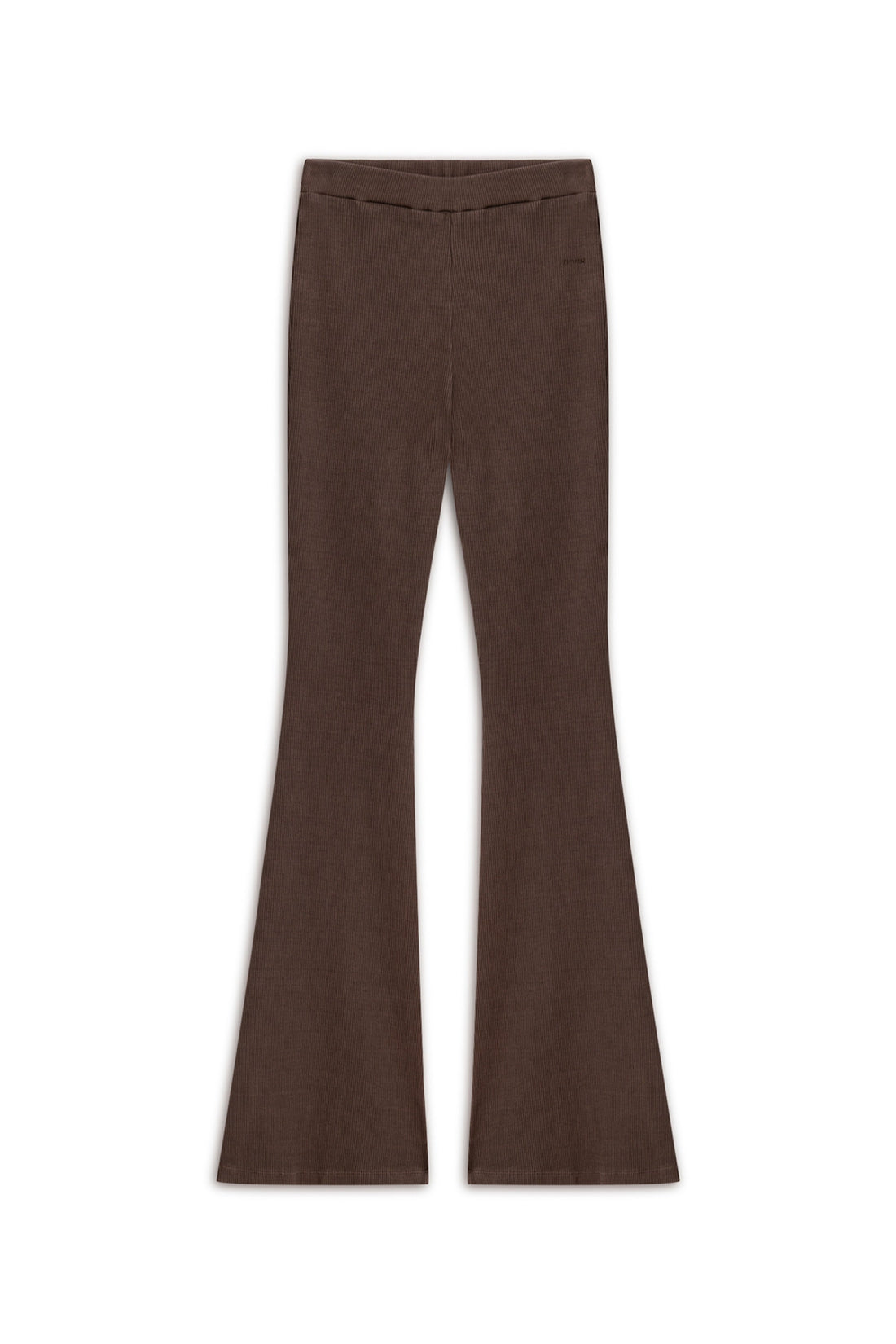 Coffee Ribbed Flared Trousers