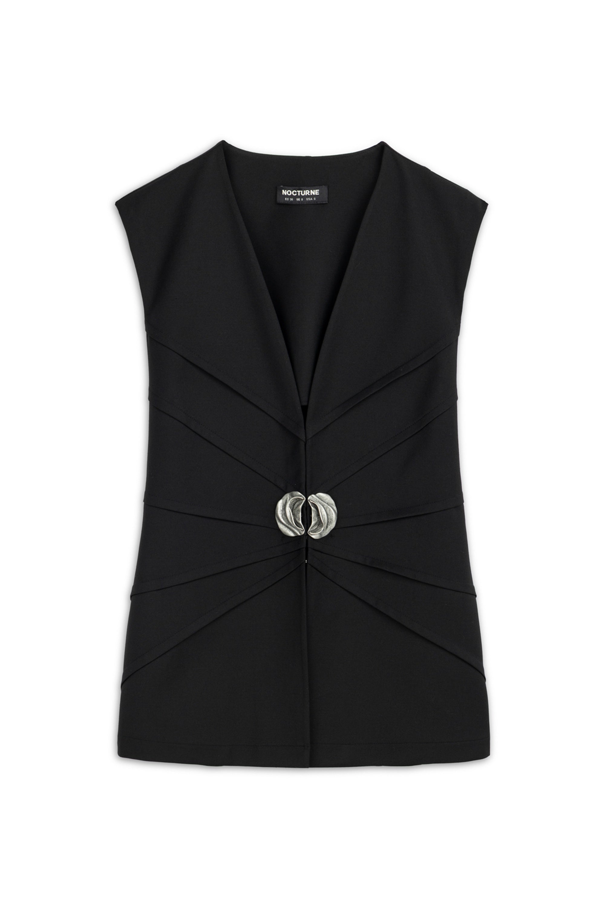 Black Metal Accessory Detailed Vest