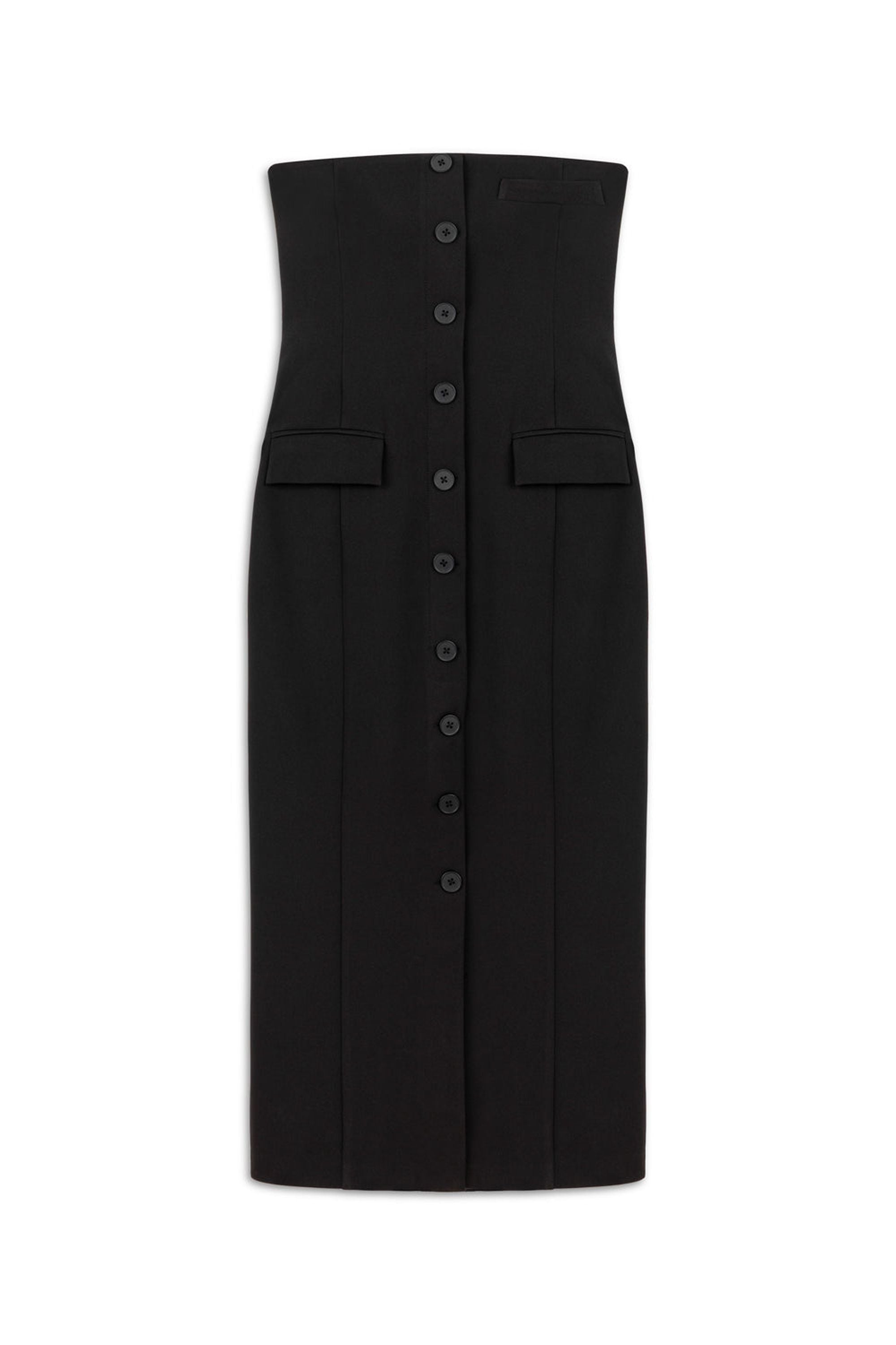 Black and White Shirt Detail Midi Dress