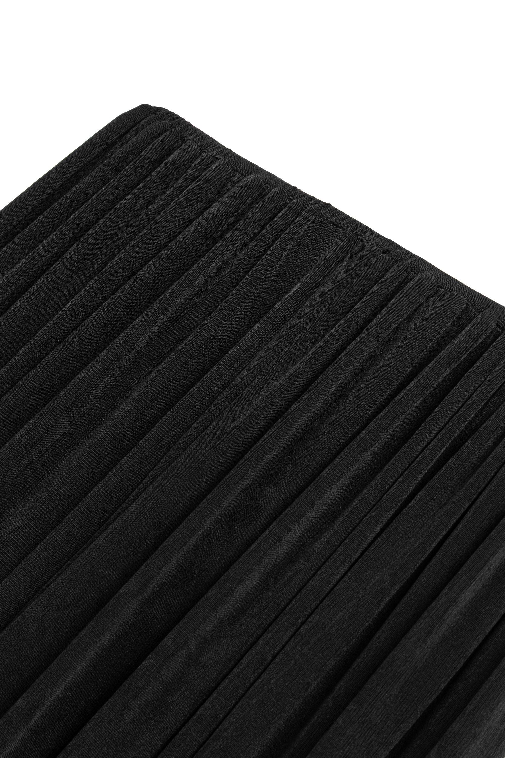 Black Gathered Detail Wide Leg Pants