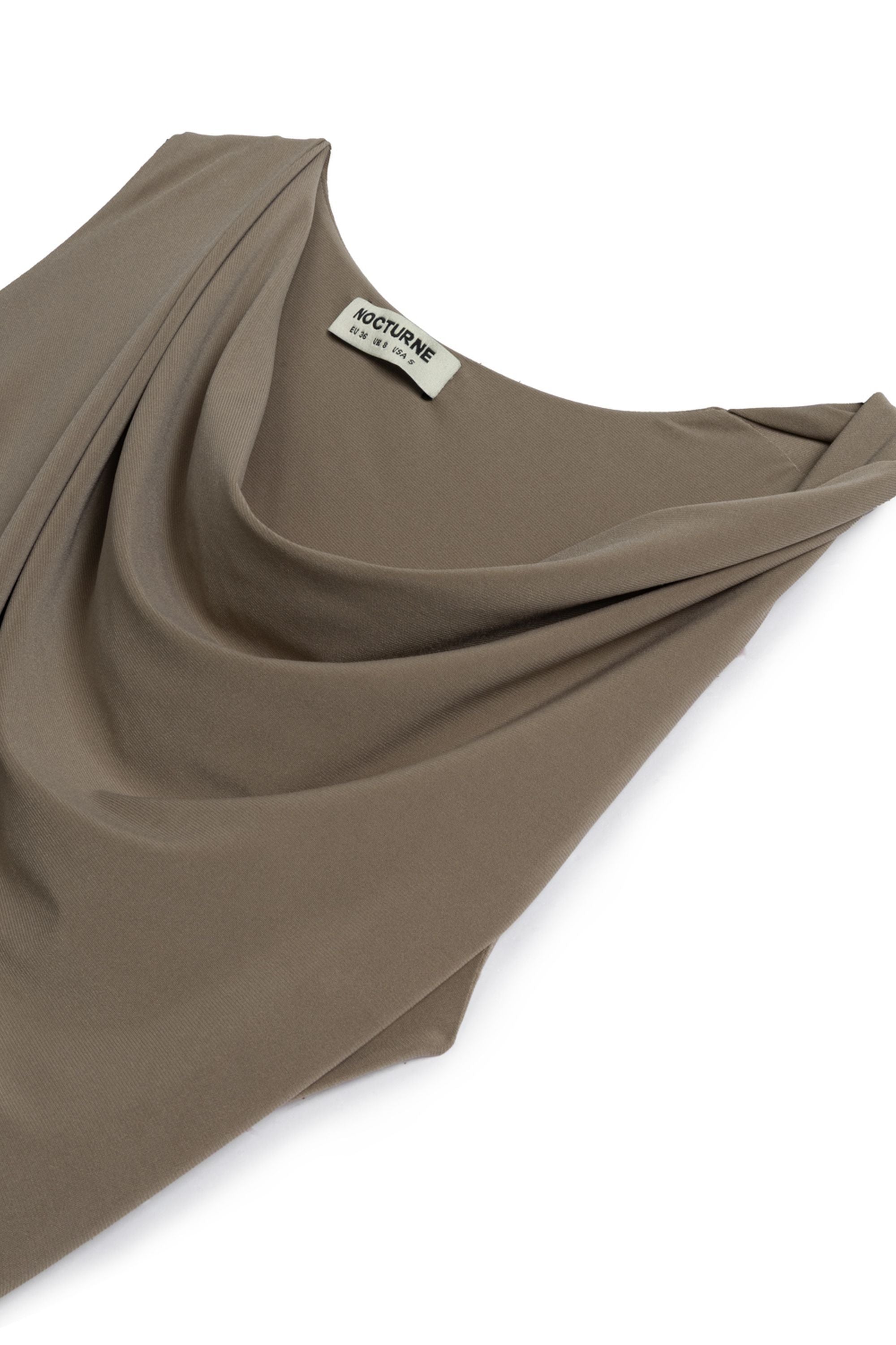 Coffee Maxi Dress with Gathered Detail