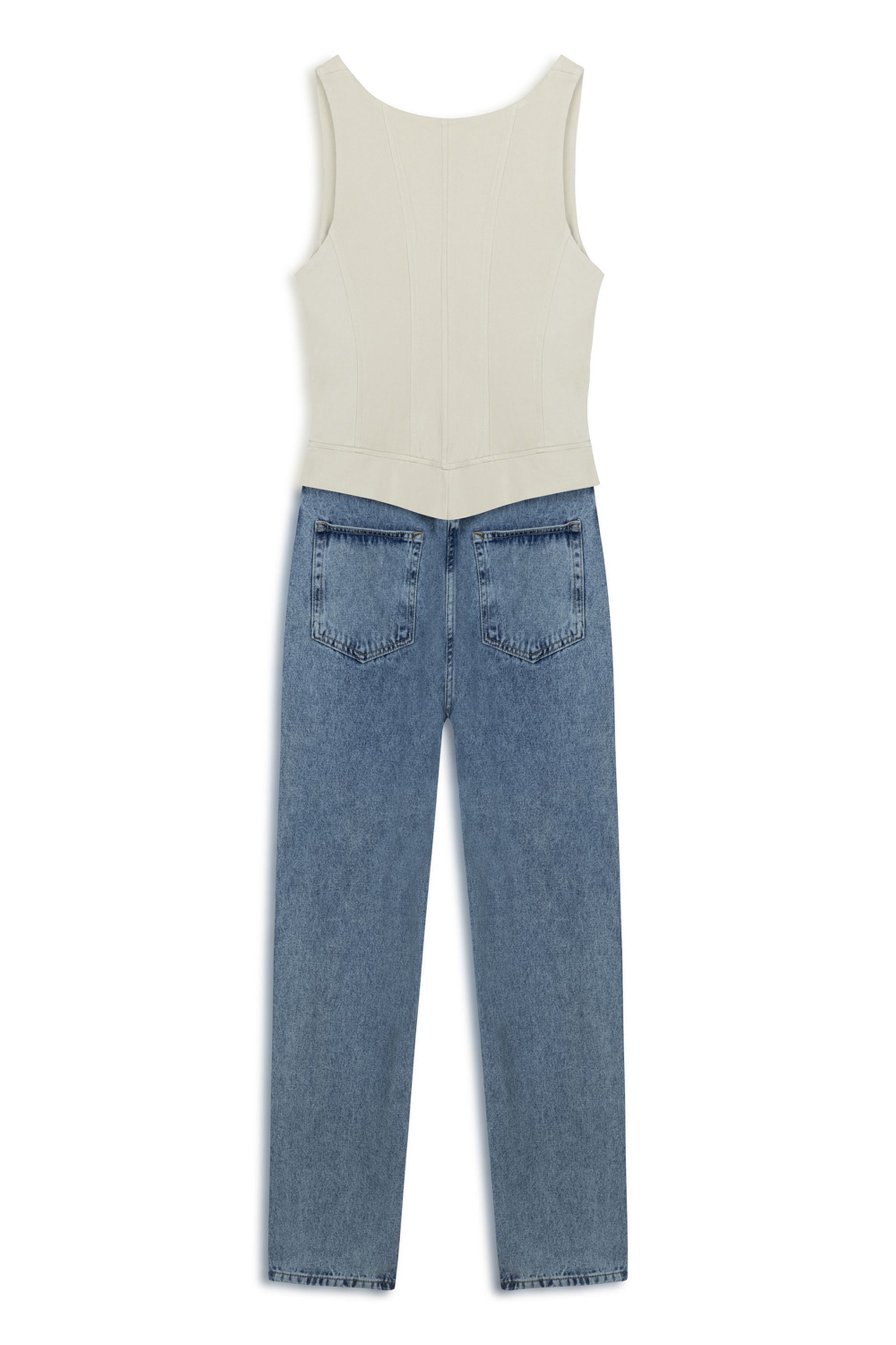 Denim Garnished Jumpsuit