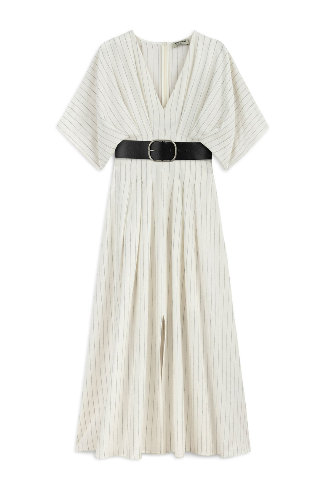 Ecru Batwing Sleeve Belted Midi Dress