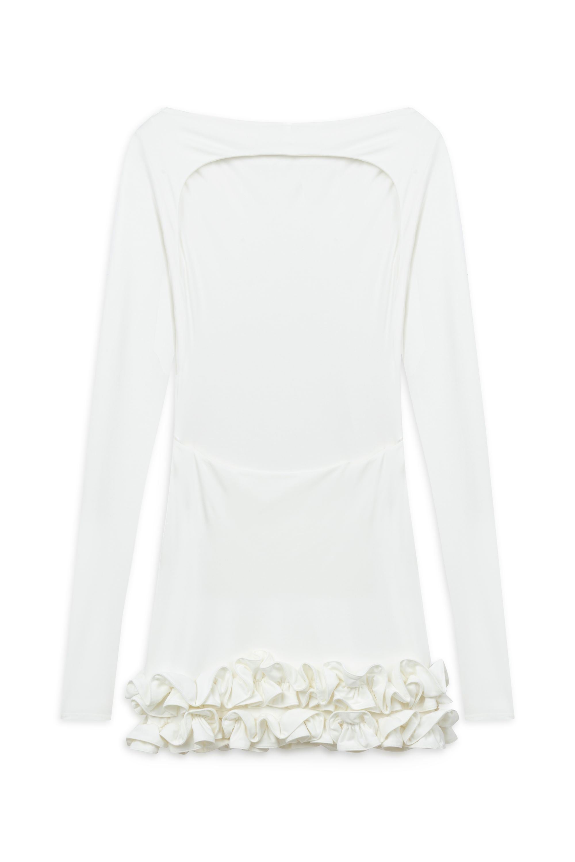 Ecru Frill Detailed Jersey Mini Dress