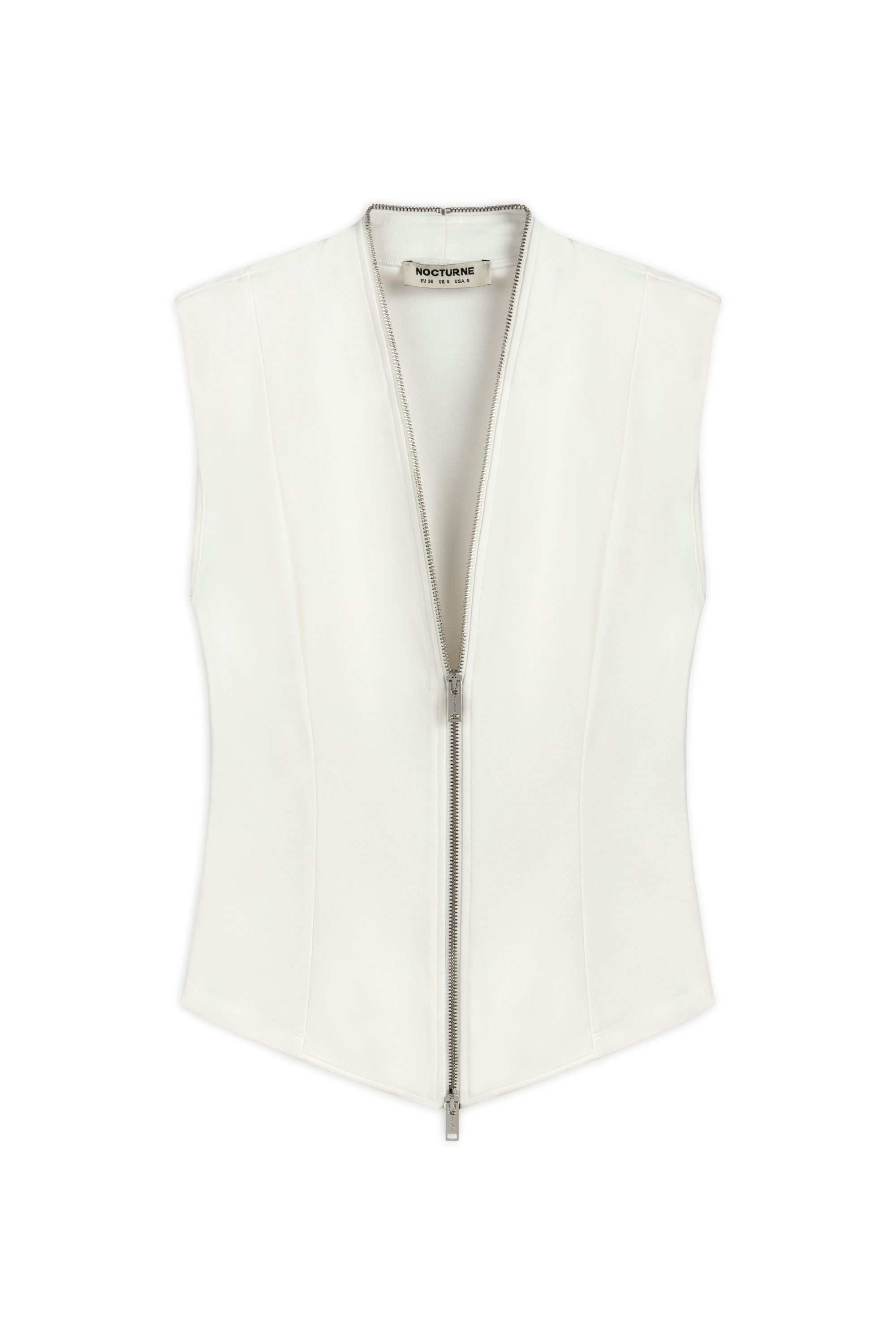Ecru Zipper Design Woven Blouse