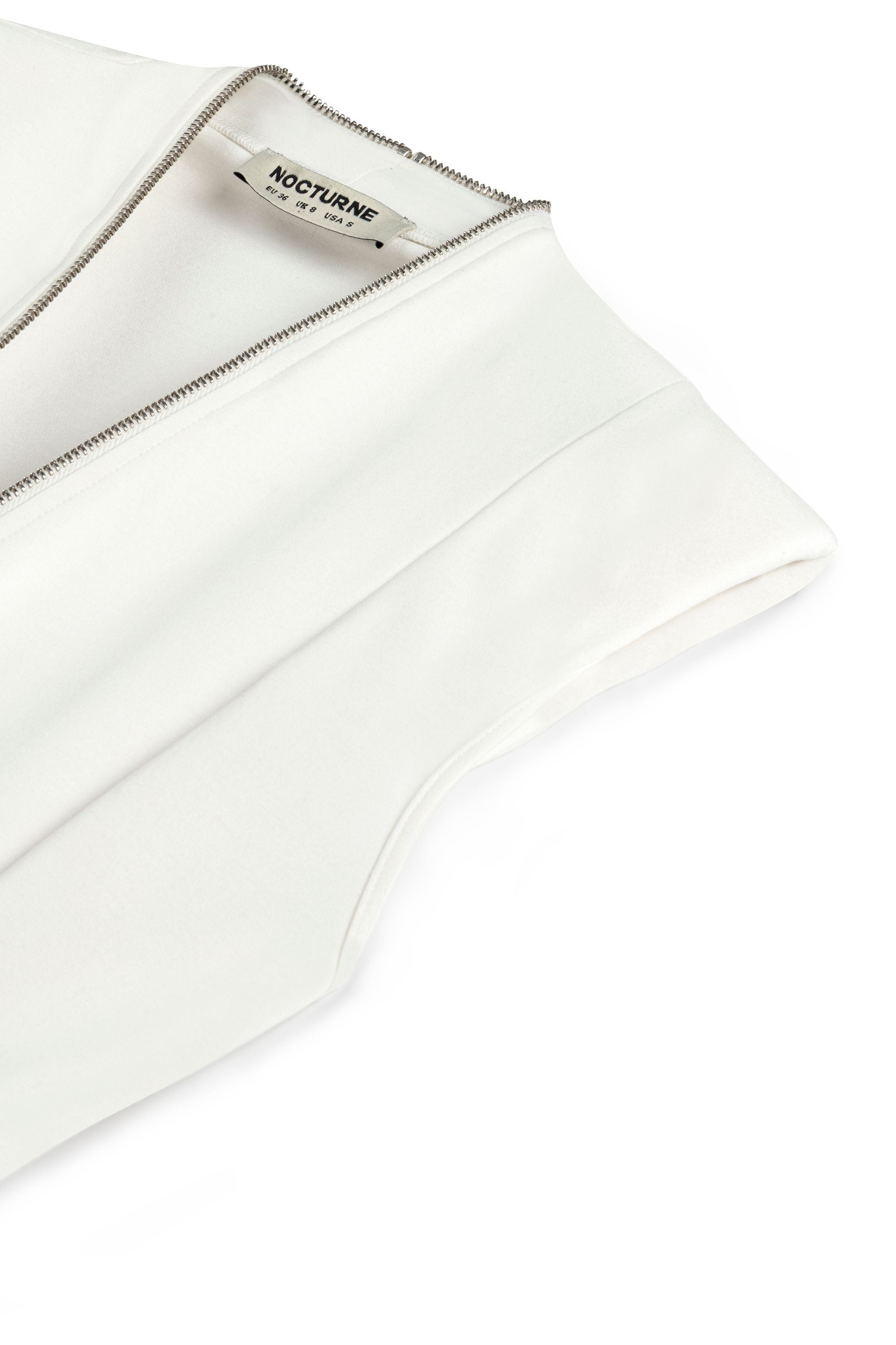 Ecru Zipper Design Woven Blouse