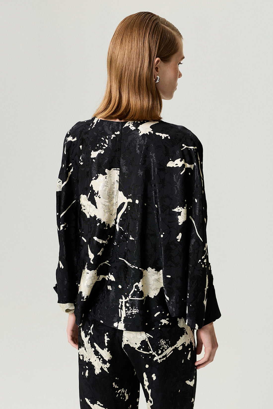 Abstract Print Jacquard Blouse