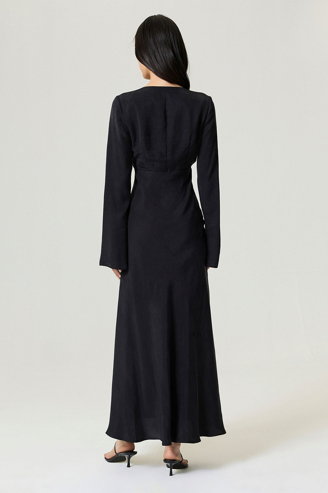 Black Crystal Button Detailed Maxi Dress