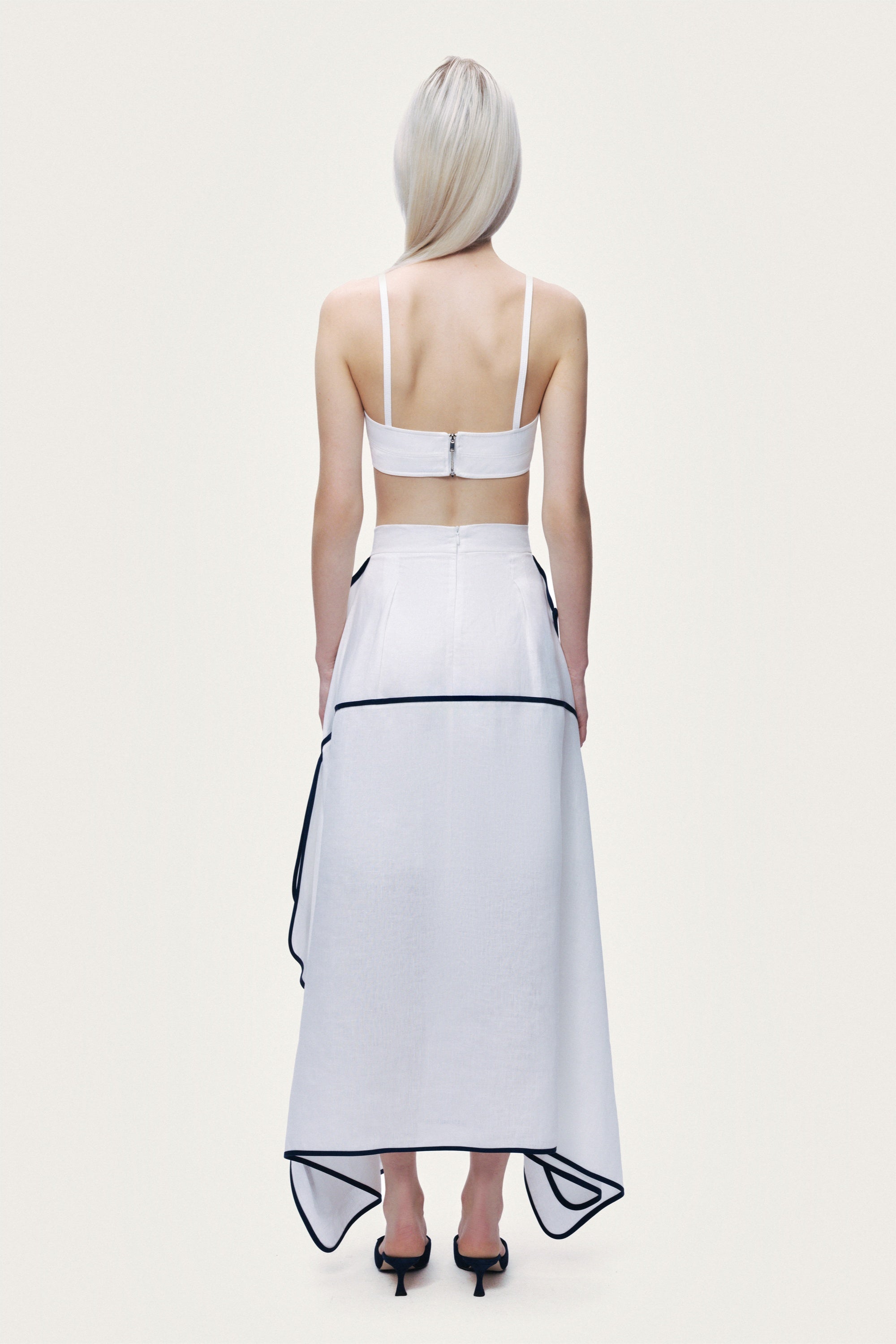 Contrast Trim Asymmetric Hem Skirt