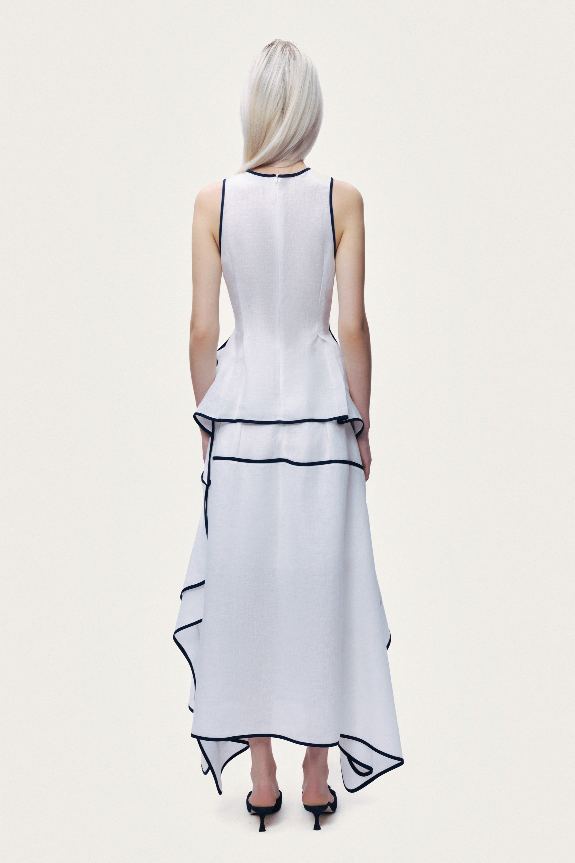 Contrast Trim Asymmetric Hem Skirt