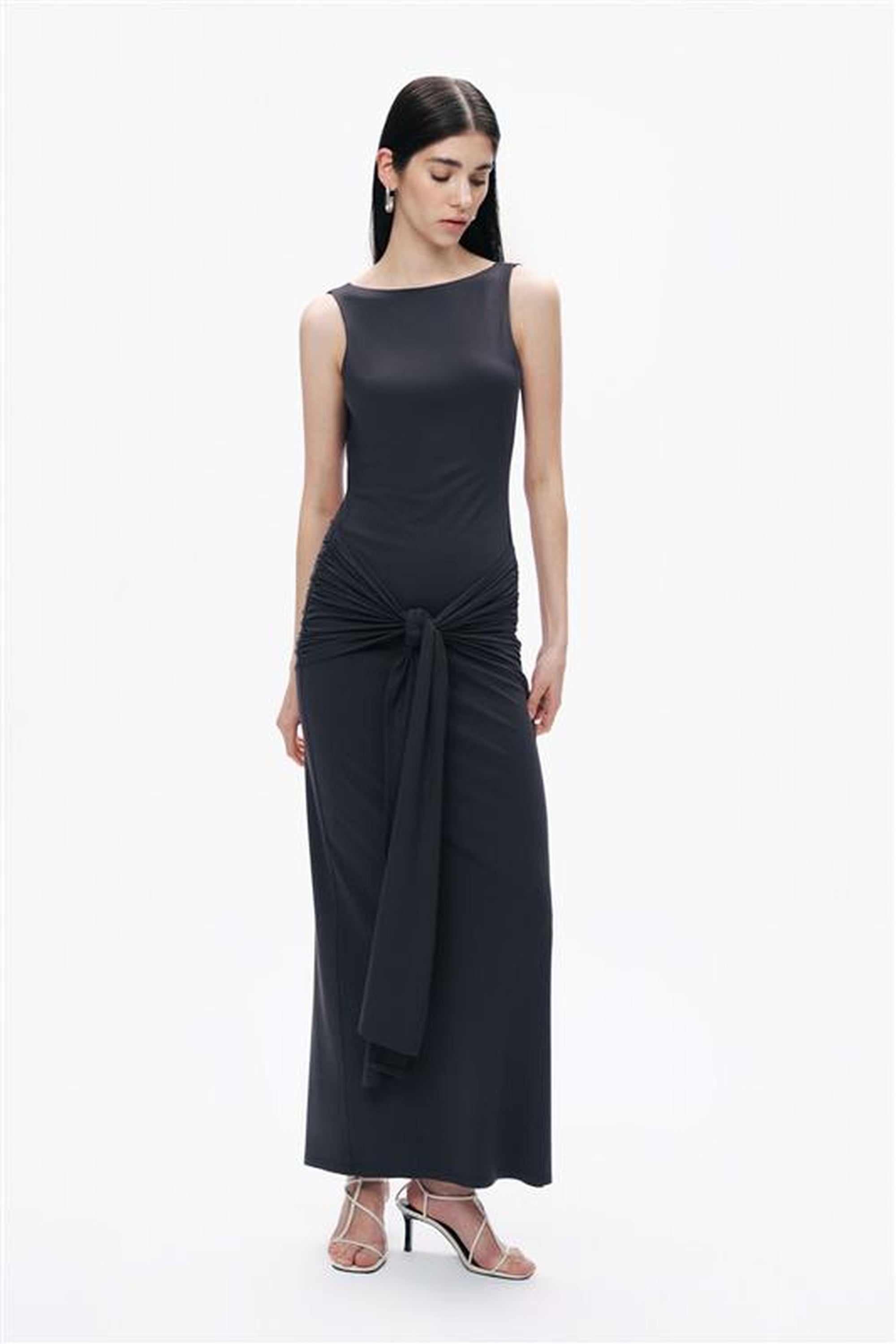 Anthracite Backless Maxi Dress