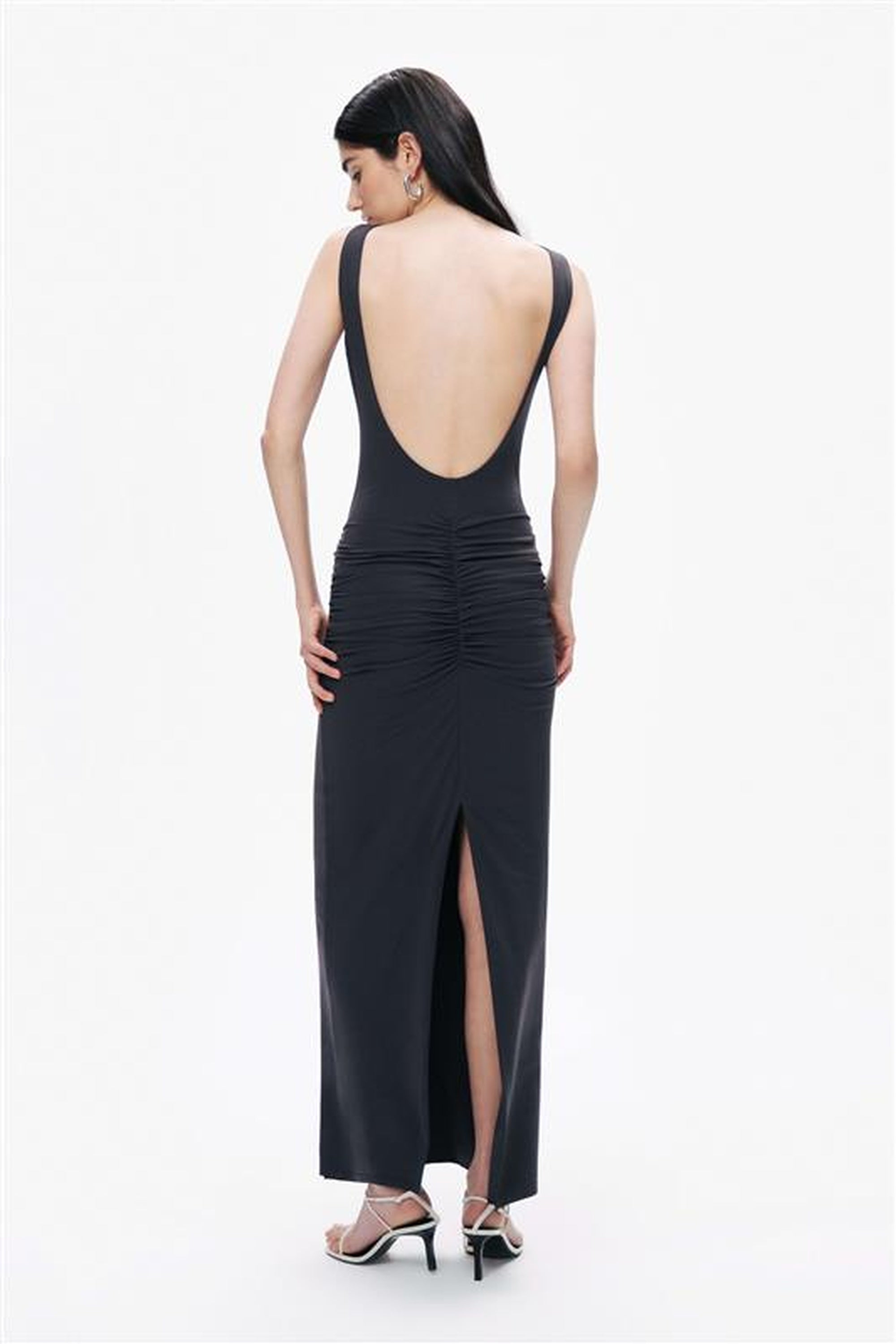 Anthracite Backless Maxi Dress