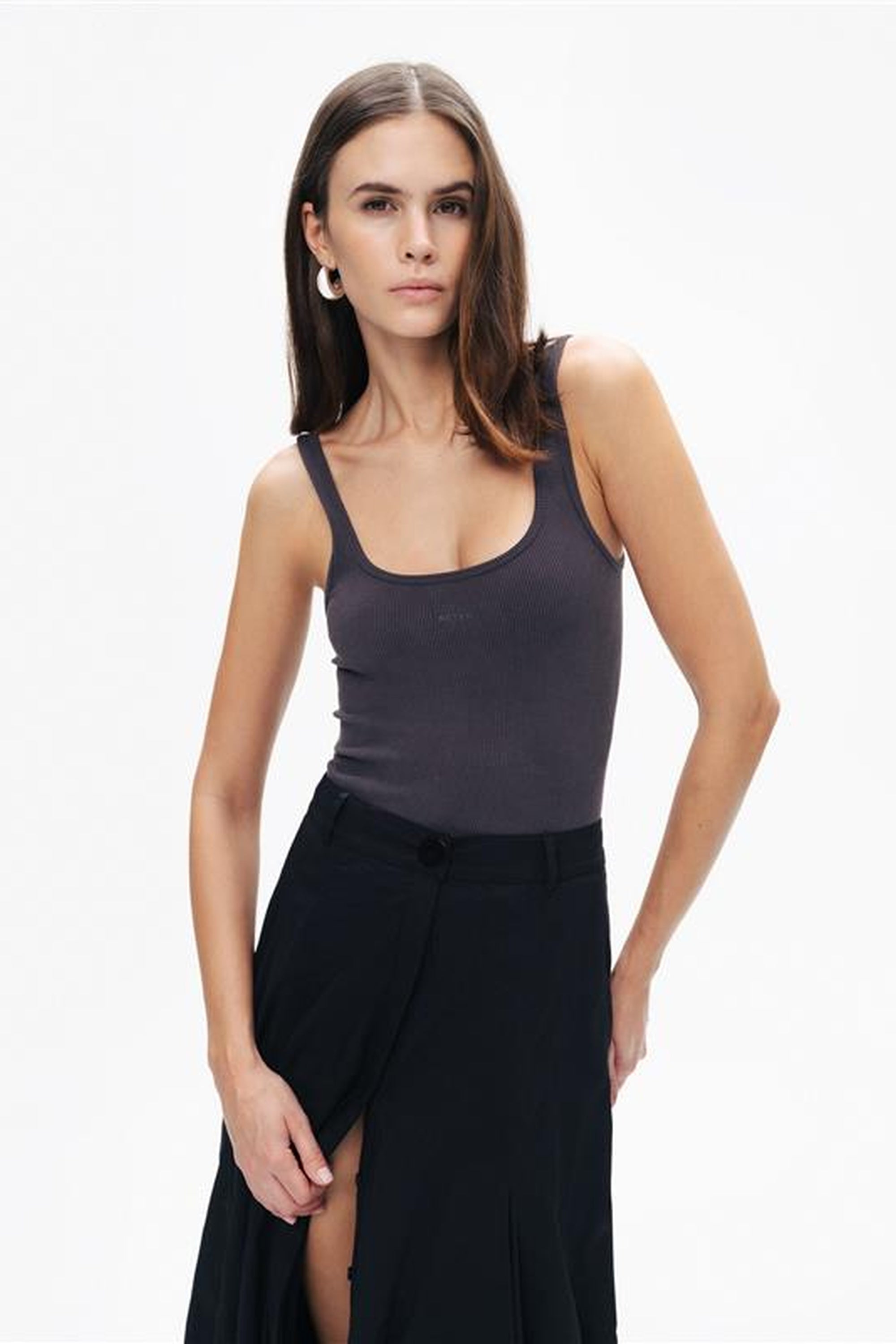 Anthracite Printed Detail Crop Top