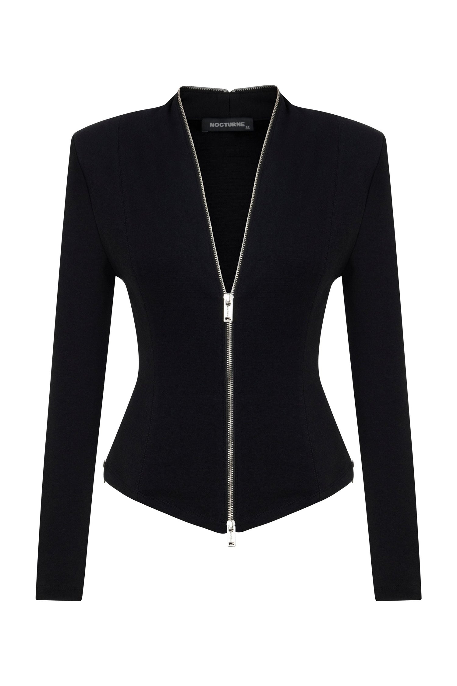 Black Zipper Detailed Blouse