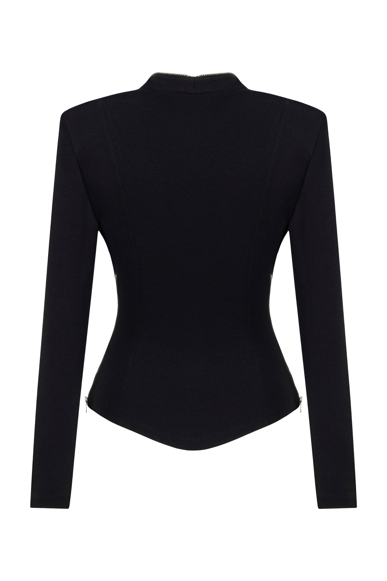 Black Zipper Detailed Blouse