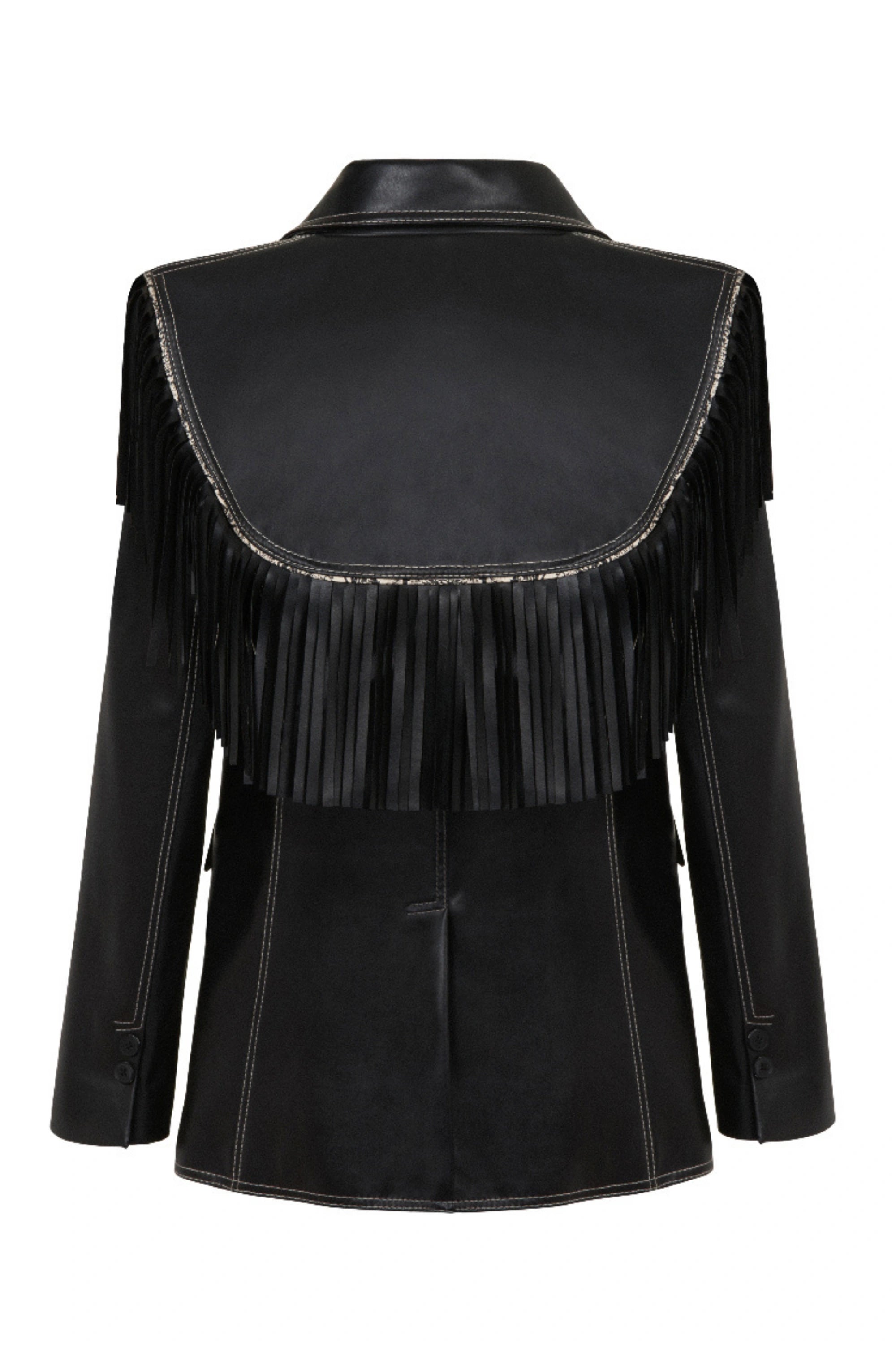 Fringed Faux Leather Jacket (Final Sale)