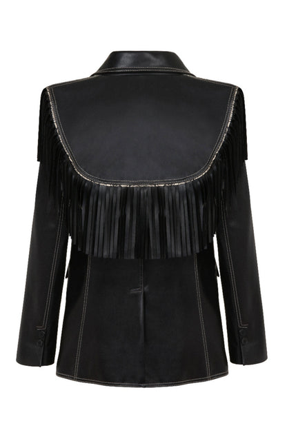 Fringed Faux Leather Jacket (Final Sale)