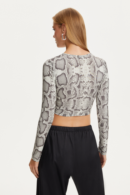 Silver Snake Printed Crop Top (Final Sale)