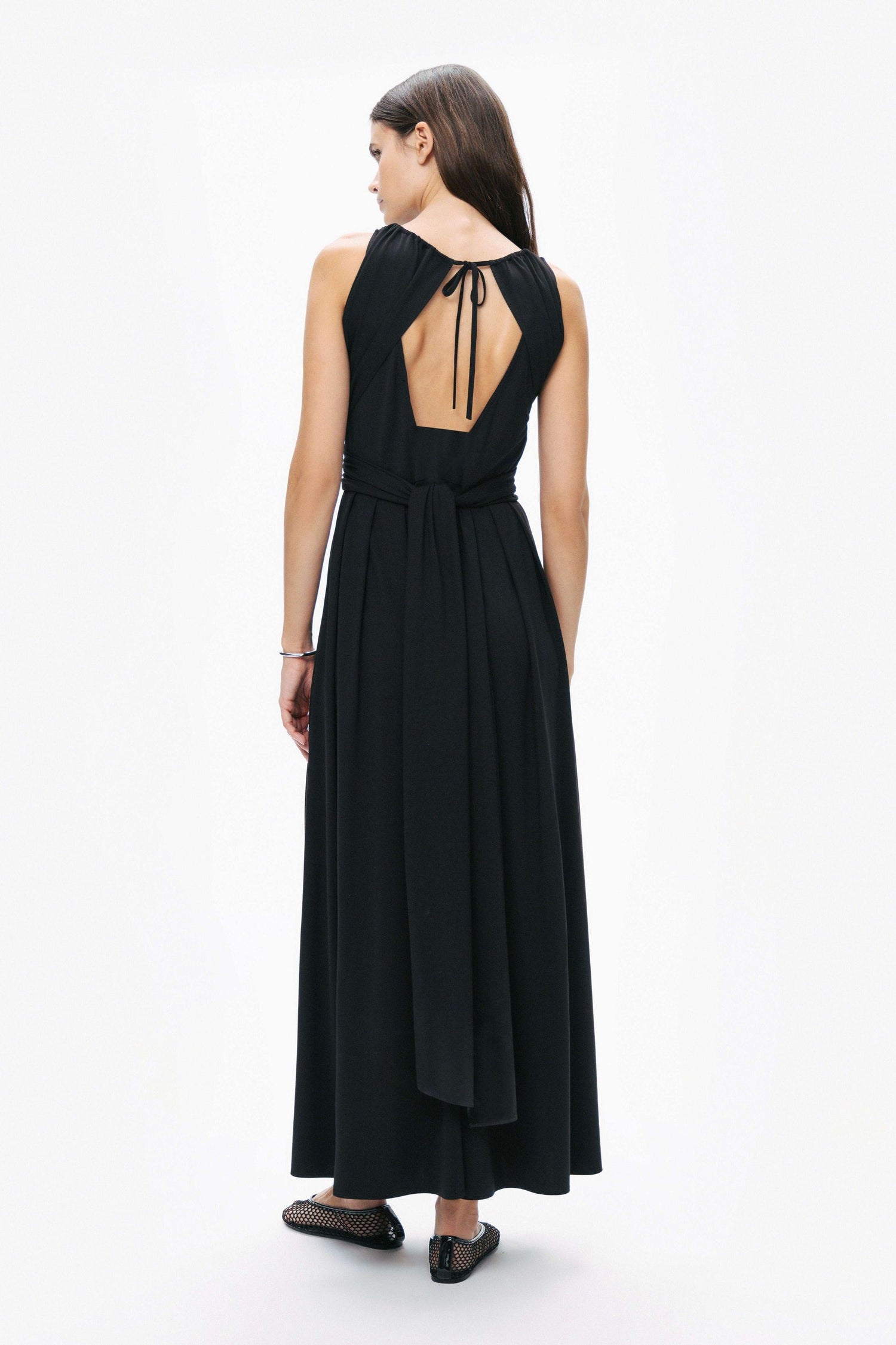 Black Maxi Dress with Belt Ties