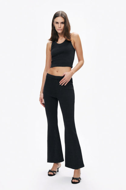 Black Sleeveless Ribbed Crop Top