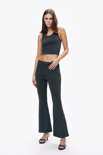 Anthracite Ribbed Bell-Bottom Pants