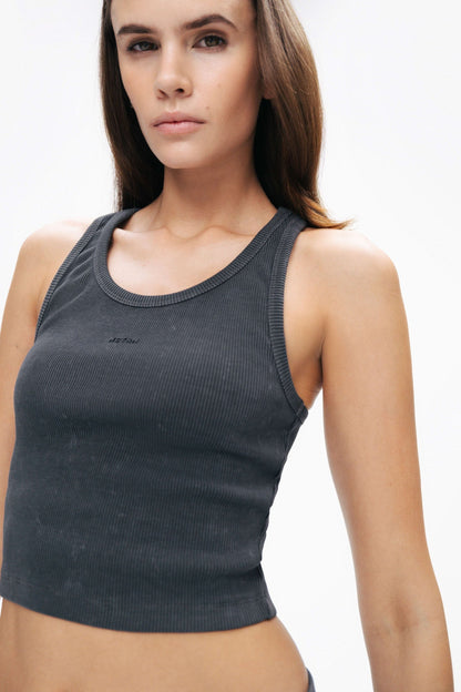 Anthracite Ribbed Crop Top
