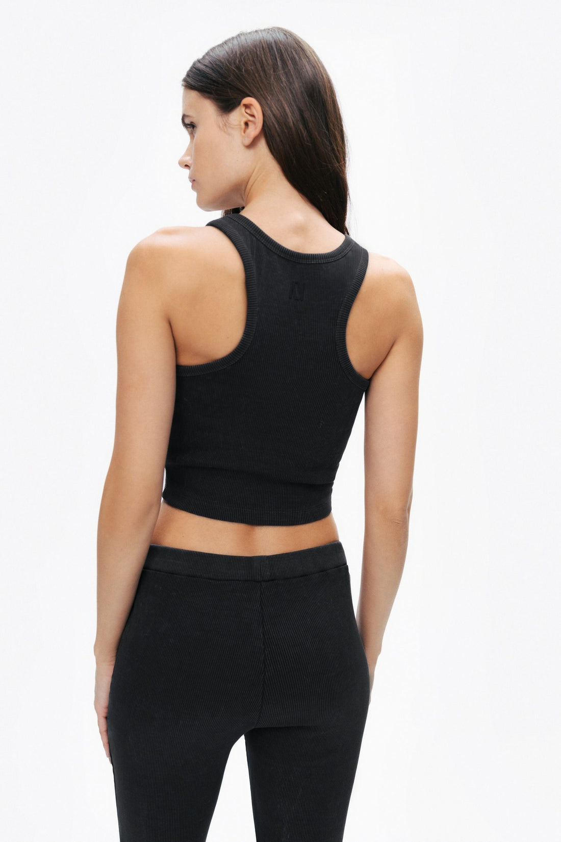 Black Sleeveless Ribbed Crop Top