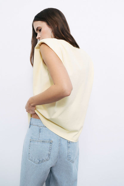 Yellow Padded Basic T-Shirt