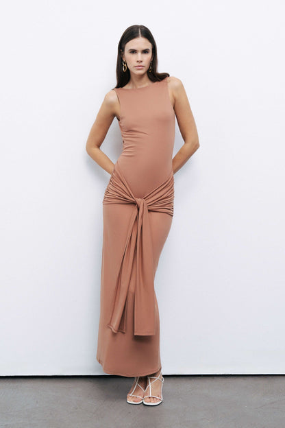 Cinnamon Backless Maxi Dress