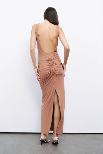 Cinnamon Backless Maxi Dress