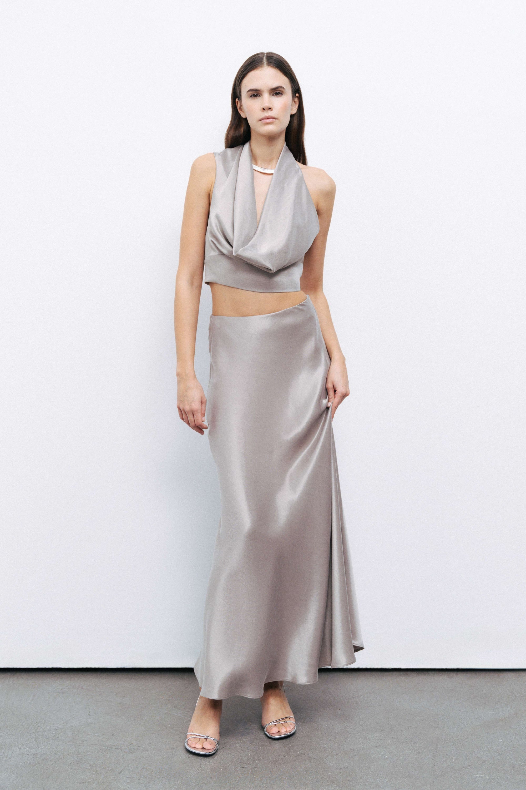 Mink Backless Belted Blouse
