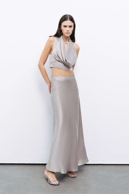Mink Backless Belted Blouse