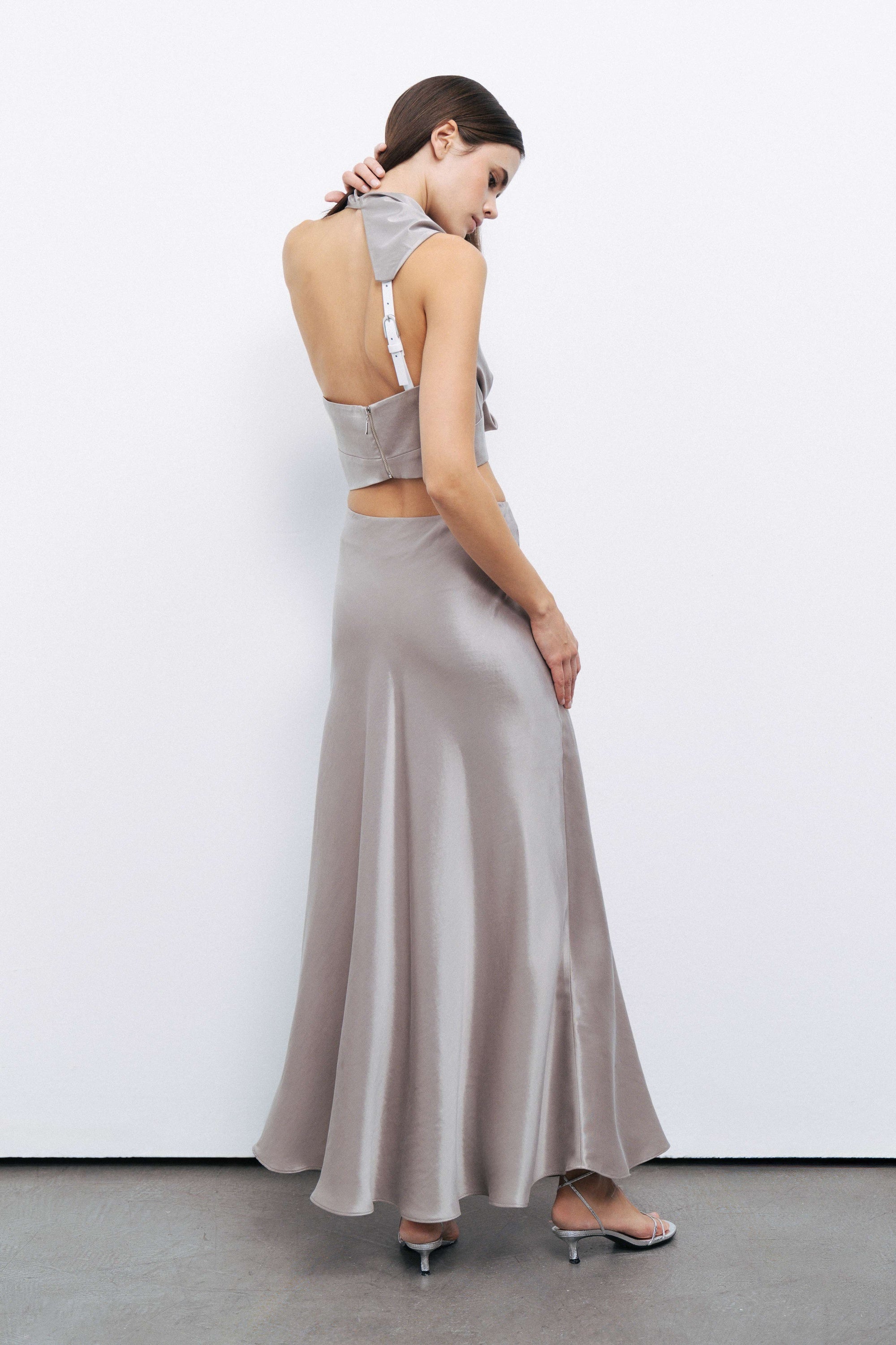 Mink Backless Belted Blouse