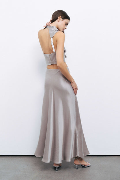 Mink Backless Belted Blouse
