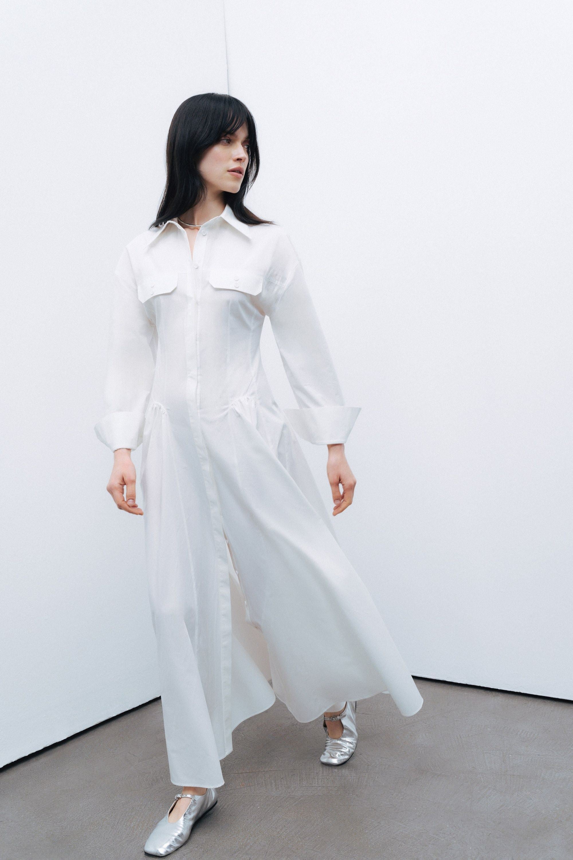 Ecru Gathered Detailed Maxi Dress