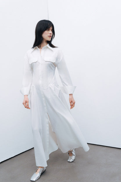 Ecru Gathered Detailed Maxi Dress