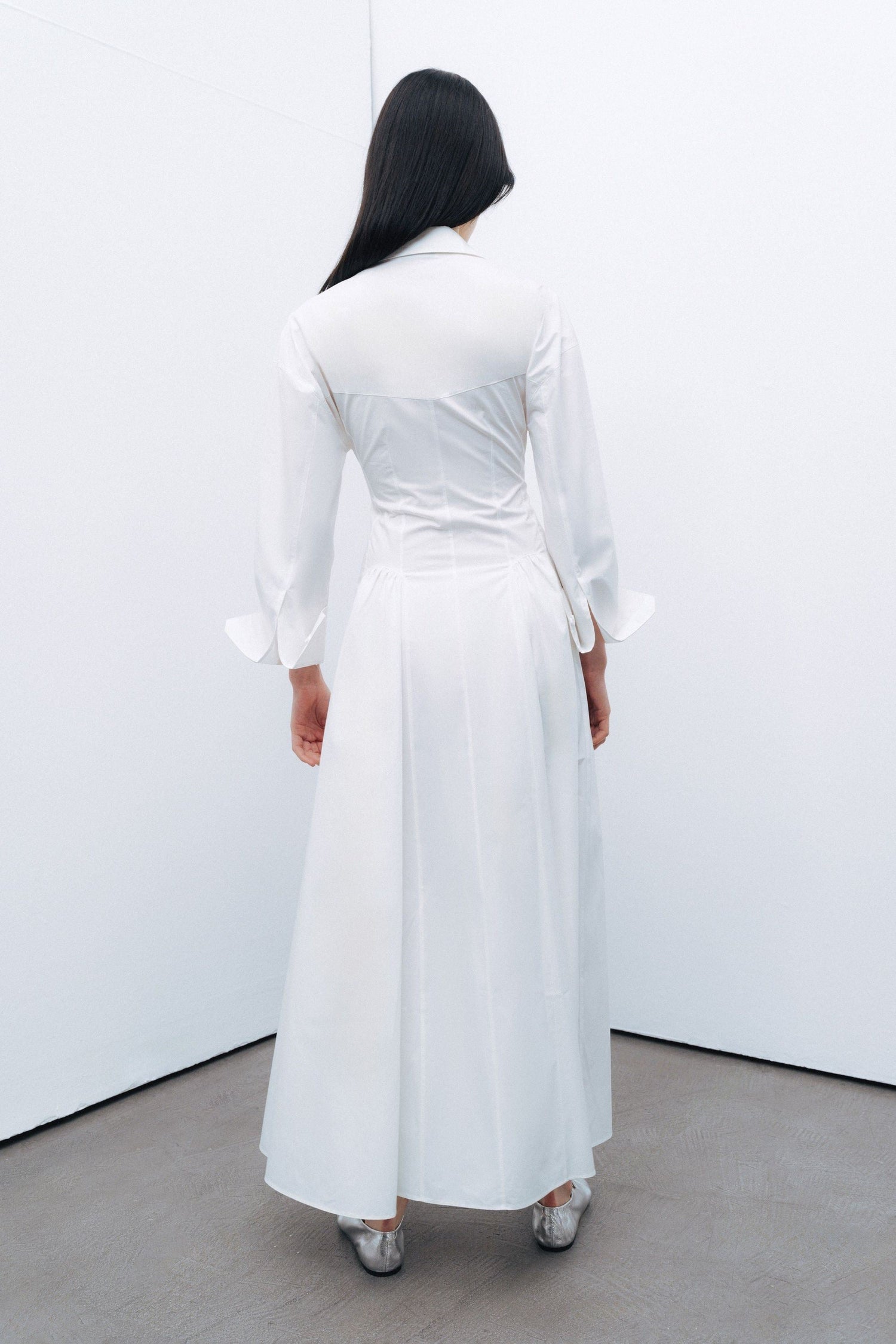 Ecru Gathered Detailed Maxi Dress