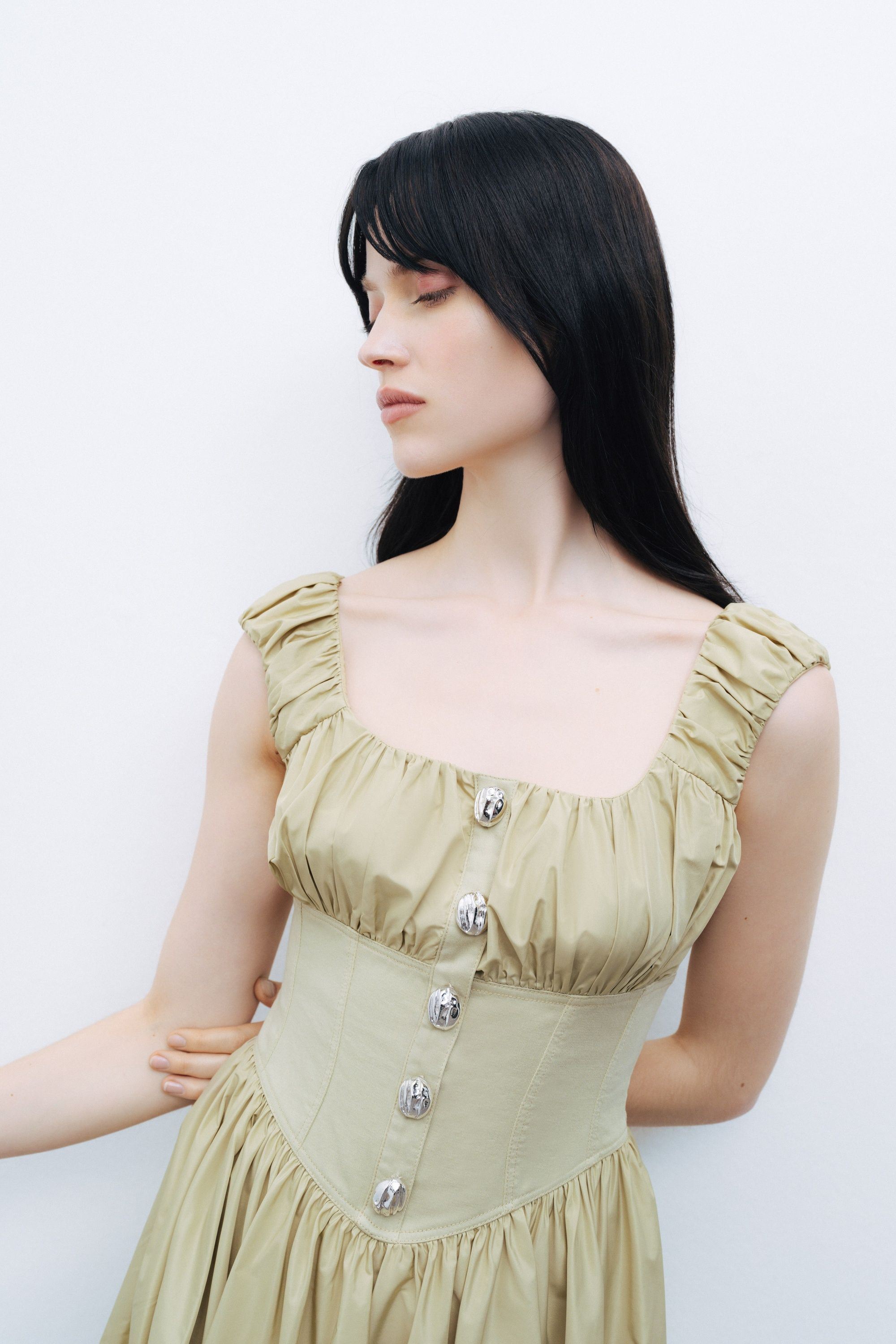 Olive Corset Look Mini Dress