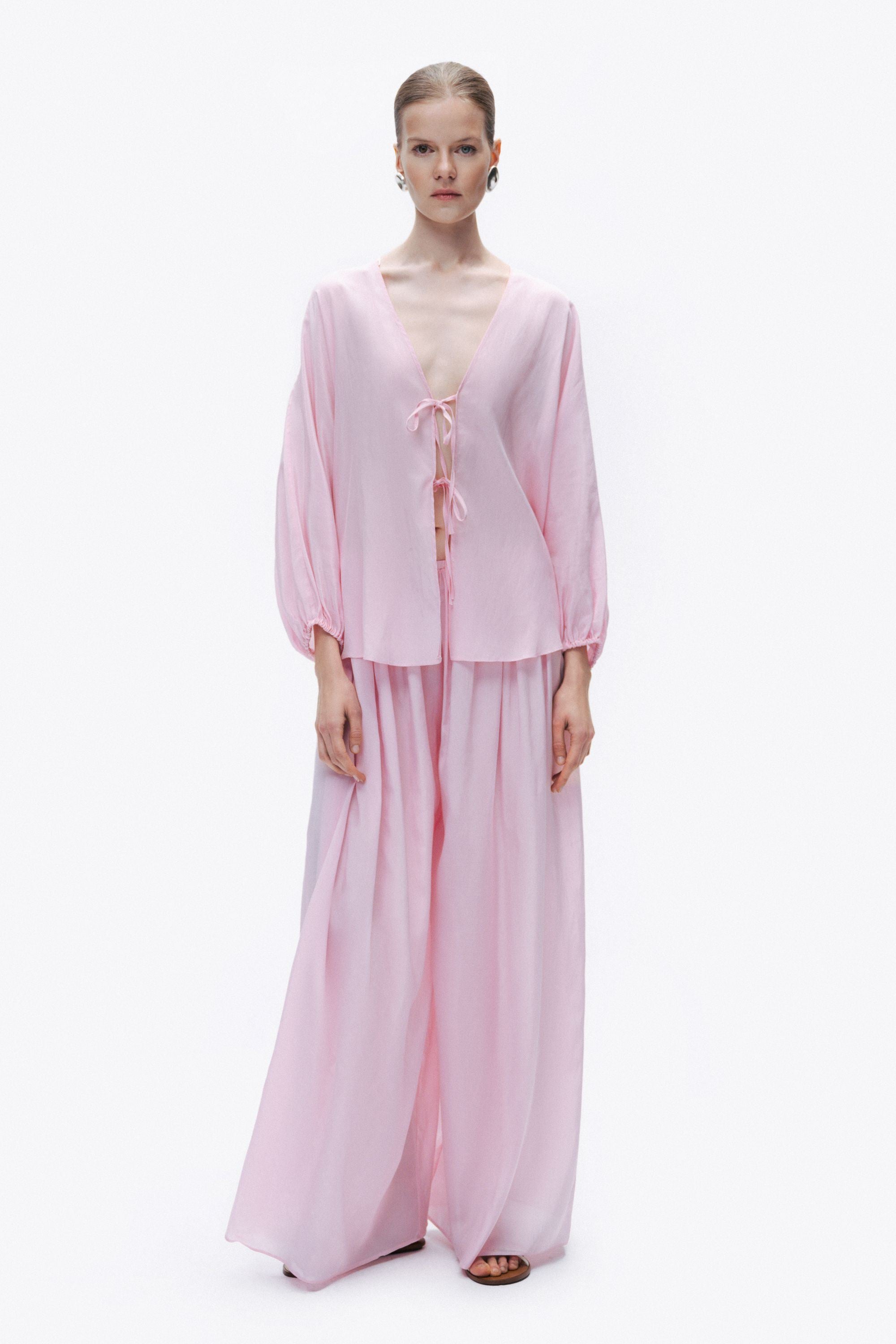 Pink Flowy Wide Leg Pants