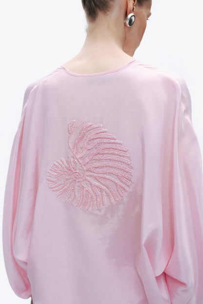 Pink Beaded Embroidered Shirt