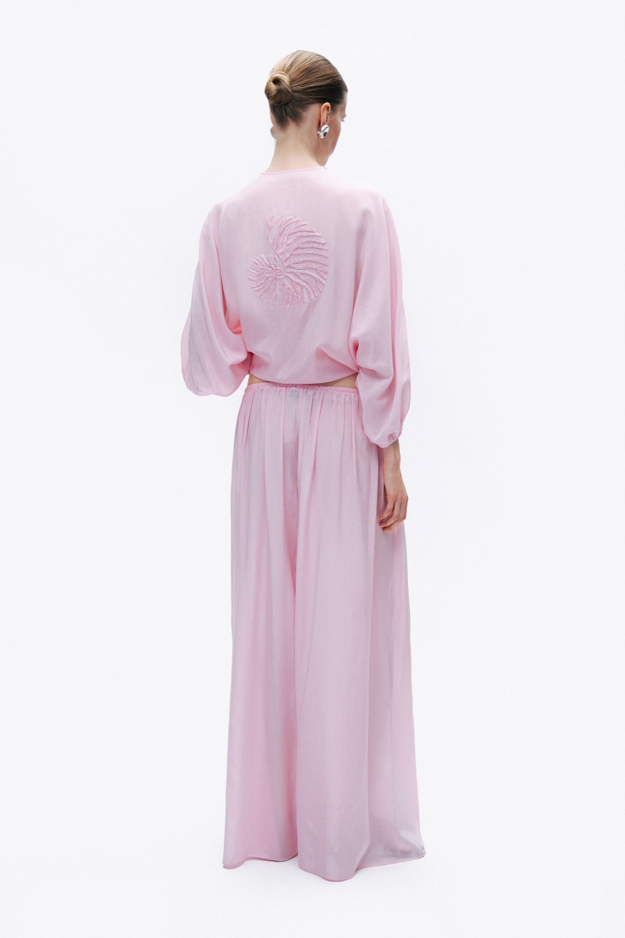 Pink Flowy Wide Leg Pants