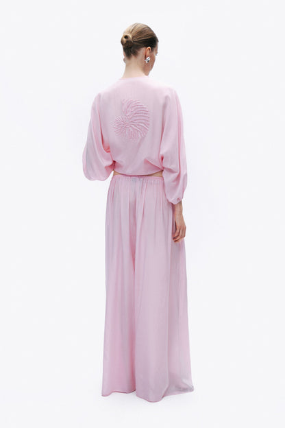 Pink Flowy Wide Leg Pants