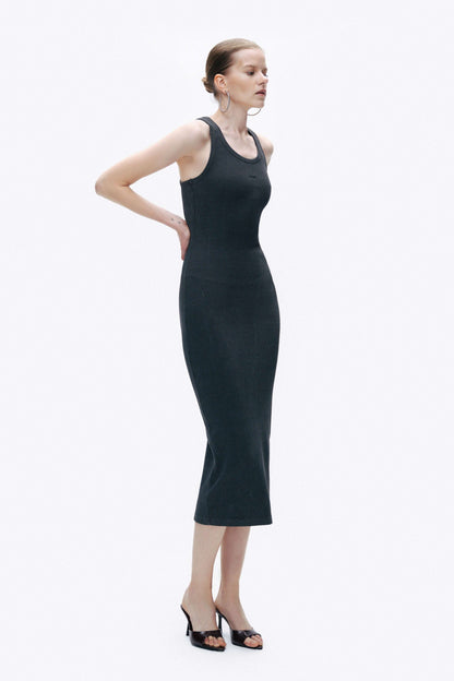 Anthracite Fitted Maxi Bodycon Dress