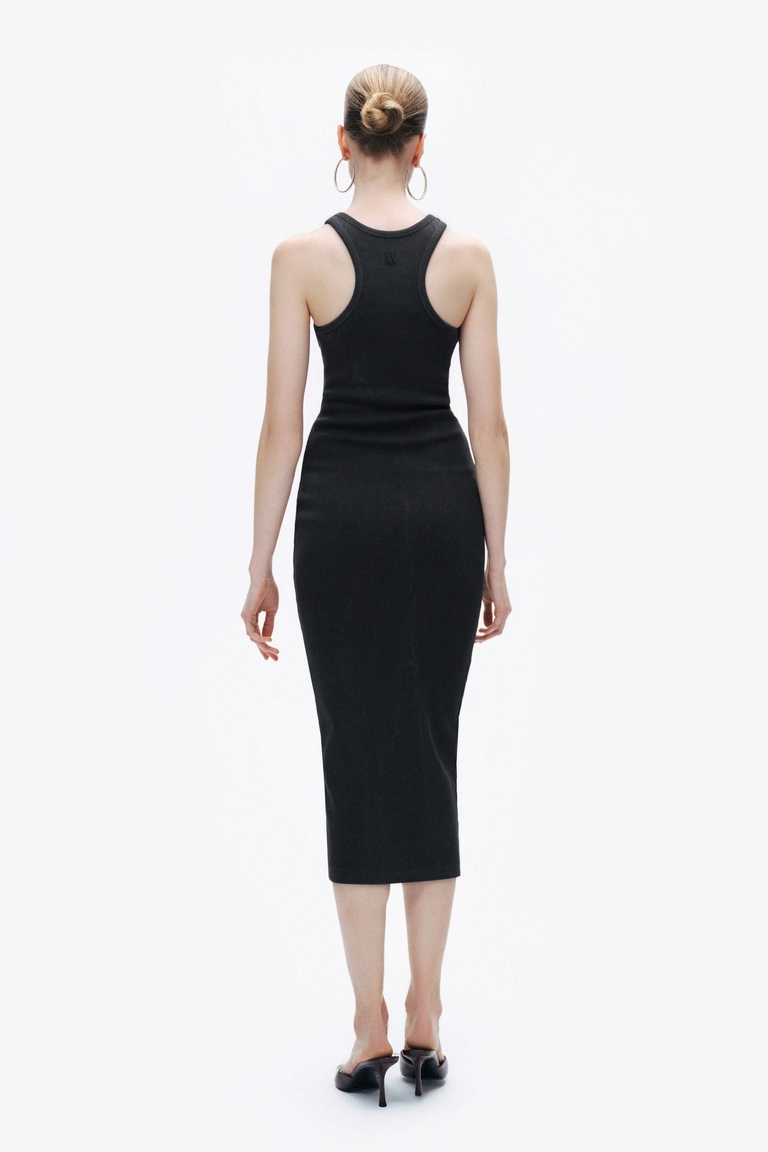 Black Printed Detail Maxi Bodycon Dress