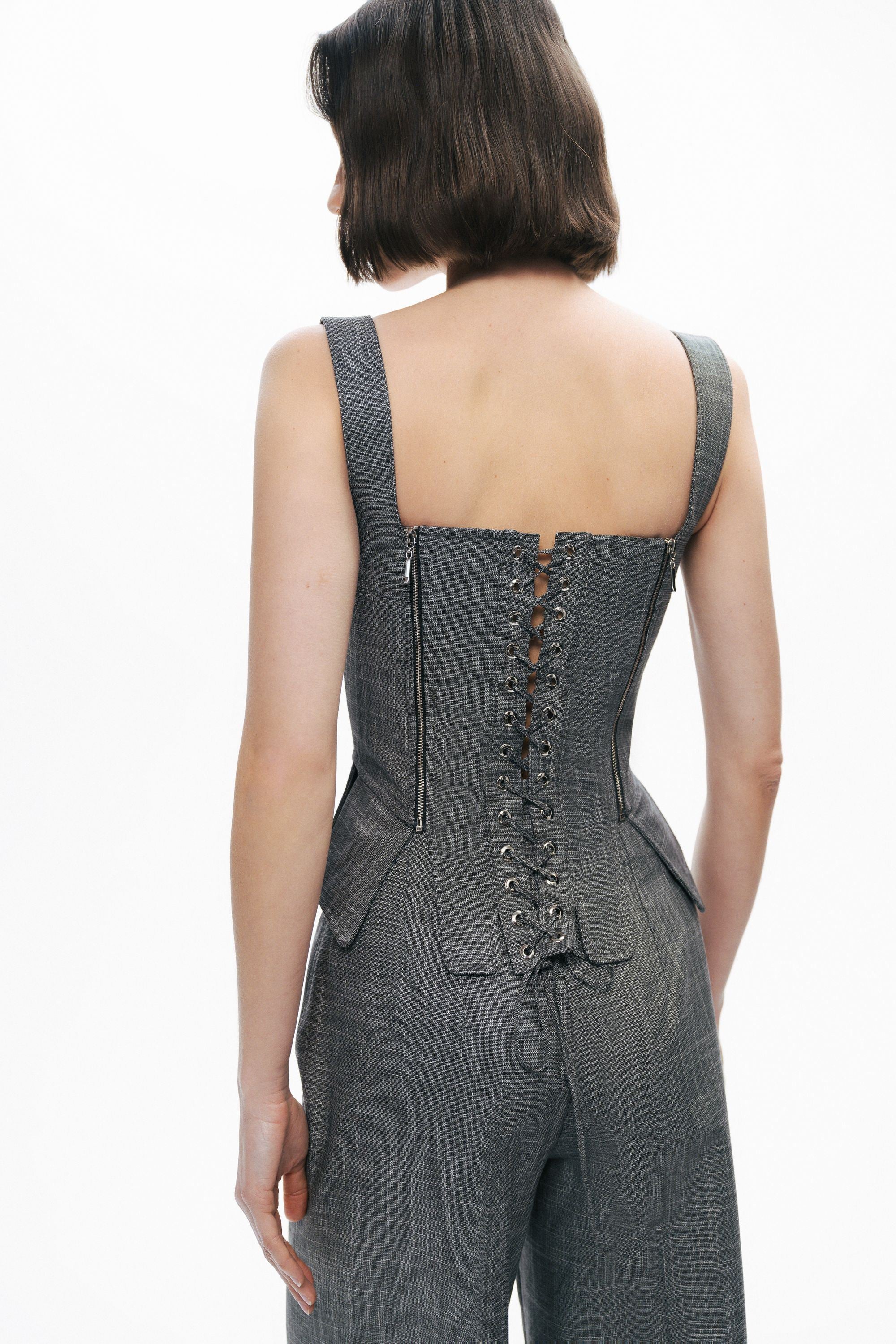 Grey Eyelet Tie Detail Blouse